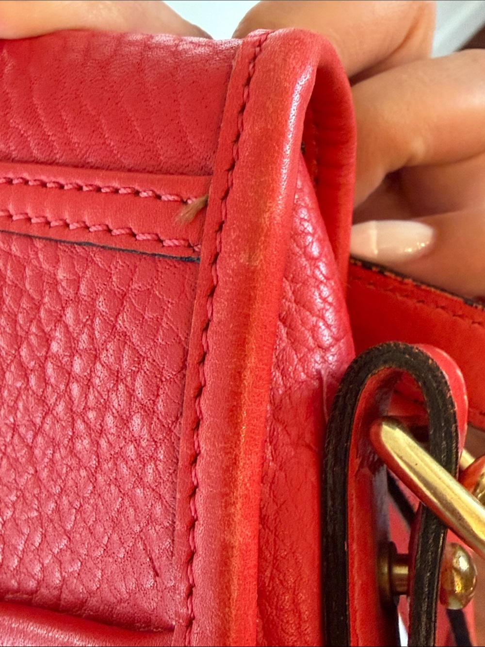 Vintage Dooney & Bourke Red Pebbled Leather Turn-Lock Crossbody - Picture 13 of 13